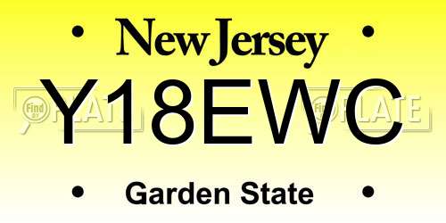 Y18EWC New Jersey License Plate