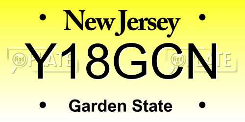 Y18GCN New Jersey License Plate