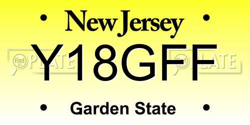 Y18GFF New Jersey License Plate