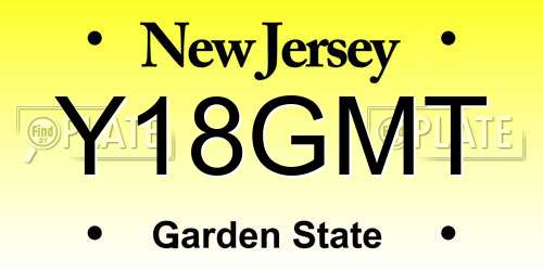 Y18GMT New Jersey License Plate