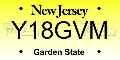 Y18GVM New Jersey License Plate