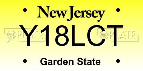 Y18LCT New Jersey License Plate