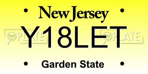 Y18LET New Jersey License Plate