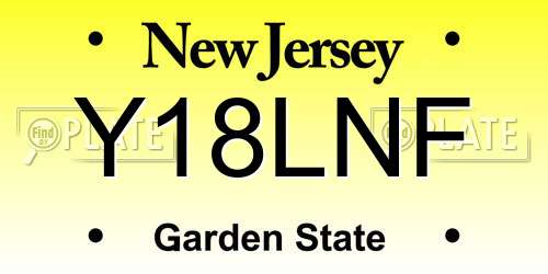 Y18LNF New Jersey License Plate