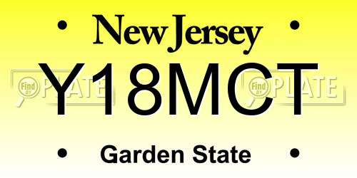 Y18MCT New Jersey License Plate