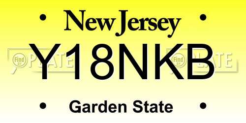 Y18NKB New Jersey License Plate