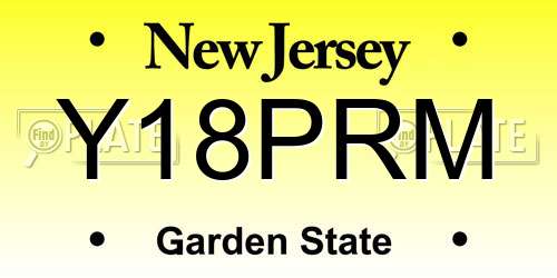 Y18PRM New Jersey License Plate