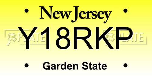 Y18RKP New Jersey License Plate