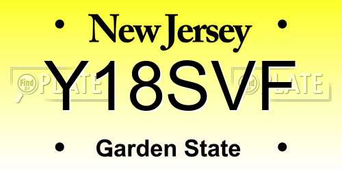 Y18SVF New Jersey License Plate