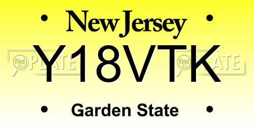 Y18VTK New Jersey License Plate