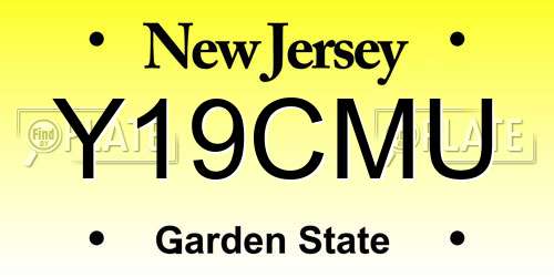 Y19CMU New Jersey License Plate