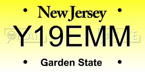 Y19EMM New Jersey License Plate