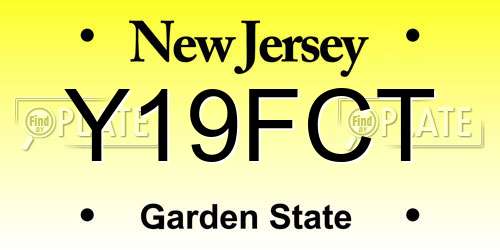 Y19FCT New Jersey License Plate