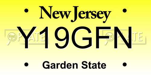 Y19GFN New Jersey License Plate
