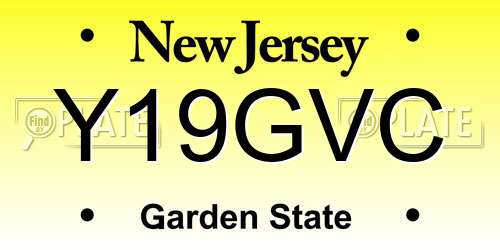 Y19GVC New Jersey License Plate