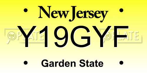 Y19GYF New Jersey License Plate