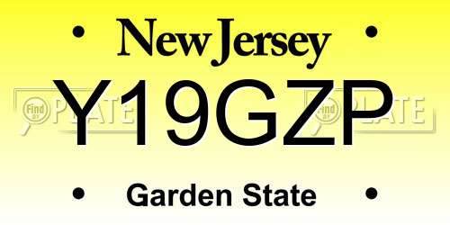 Y19GZP New Jersey License Plate