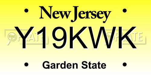 Y19KWK New Jersey License Plate