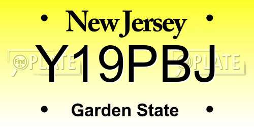 Y19PBJ New Jersey License Plate
