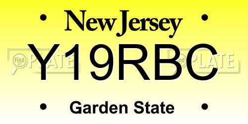 Y19RBC New Jersey License Plate