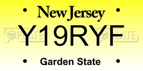 Y19RYF New Jersey License Plate
