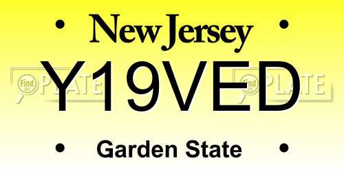 Y19VED New Jersey License Plate