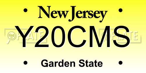 Y20CMS New Jersey License Plate