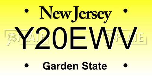 Y20EWV New Jersey License Plate