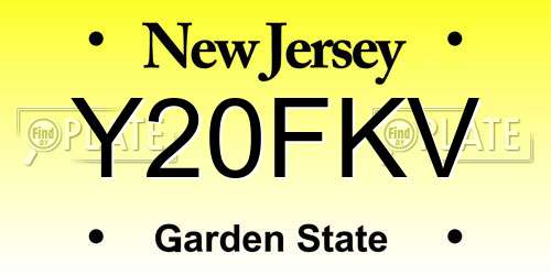Y20FKV New Jersey License Plate