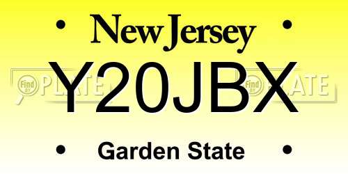 Y20JBX New Jersey License Plate