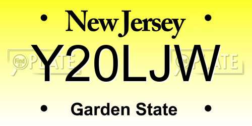 Y20LJW New Jersey License Plate