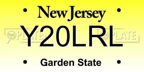 Y20LRL New Jersey License Plate