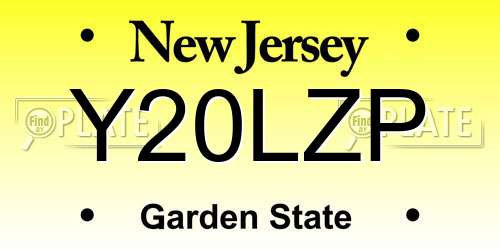 Y20LZP New Jersey License Plate