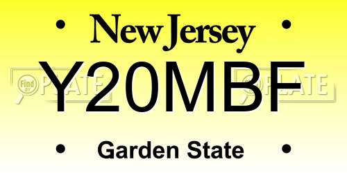 Y20MBF New Jersey License Plate