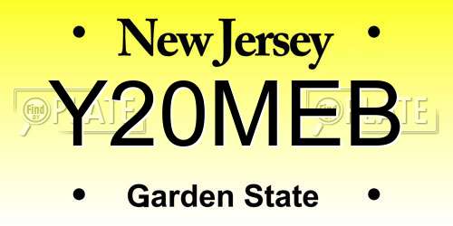 Y20MEB New Jersey License Plate