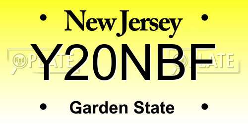 Y20NBF New Jersey License Plate