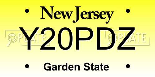 Y20PDZ New Jersey License Plate