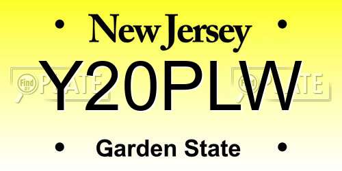 Y20PLW New Jersey License Plate