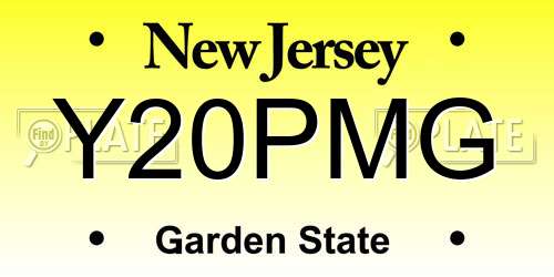 Y20PMG New Jersey License Plate
