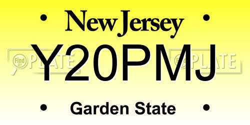 Y20PMJ New Jersey License Plate