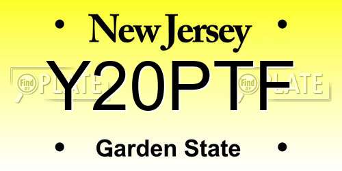 Y20PTF New Jersey License Plate