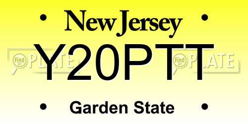 Y20PTT New Jersey License Plate