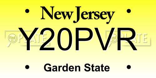 Y20PVR New Jersey License Plate
