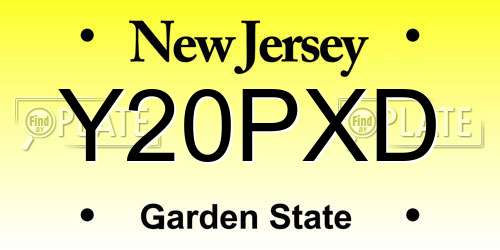 Y20PXD New Jersey License Plate