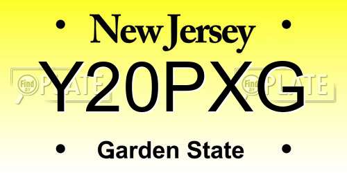 Y20PXG New Jersey License Plate