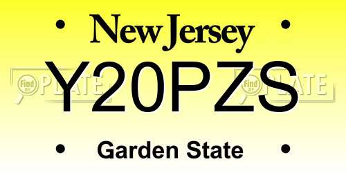 Y20PZS New Jersey License Plate