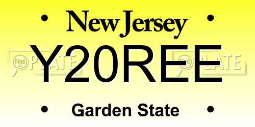 Y20REE New Jersey License Plate