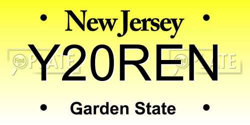 Y20REN New Jersey License Plate