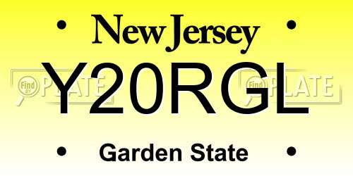 Y20RGL New Jersey License Plate