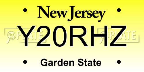 Y20RHZ New Jersey License Plate